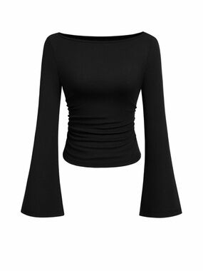 NWT PrettyGarden Black Women’s Long Bell Sleeve Top